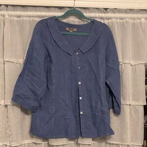 Flax Women’s Indigo Linen Top Size L